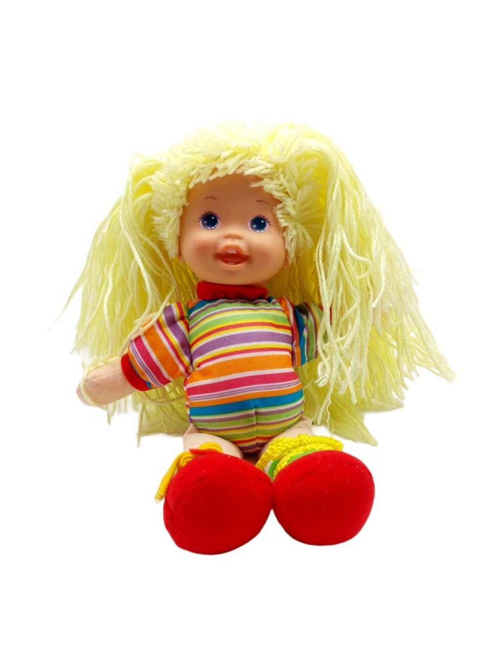City toys Learn To Tie And Buckle Doll Blonde yarn hair Educational Kids rainbow
